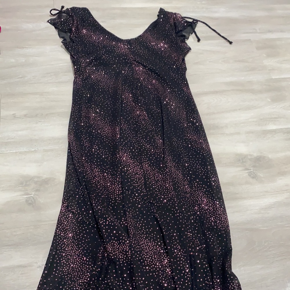 Vintage 90s Byer Too Black Midi Dress Sparkle, Size Medium - Picture 8 of 9